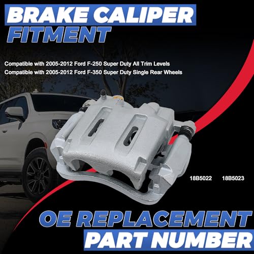 Image of 18B5022 18B5023 Front Disc Brake Calipers Compatible with 05-12 Ford F-250 | 2PCS Front Driver & Passenger Side Calipers with Bracket, Compatible with 2005-2012 F-250 /F-350 Super Duty