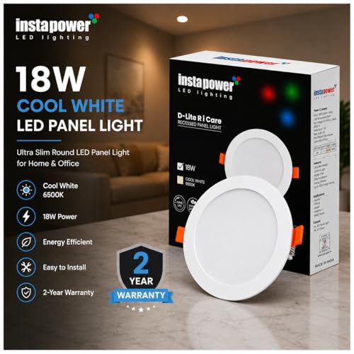 Image of Instapower Polycarbonate Recessed Ceiling Light Ultra Slim Round LED Downlight 2-Year Warranty (Cool White - 18W)