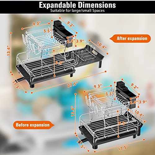 Dish Drying Rack, 2 Tier Drying Rack For Kitchen, Missing Parts, Can Be Used Normally-Separate Use,, Stainless Steel #TOP5