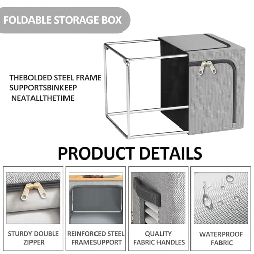 BOUDOI Foldable Storage Box,2 Pack Clothes Storage Boxes With Double Opening Zip And Clear Window, Sided Zip Top Lid, With Reinforced Handle for Storing Bedding, Blankets - Image 6