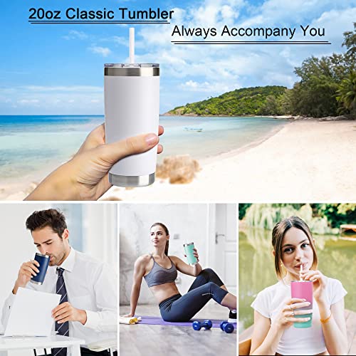 Civago 20Oz Insulated Stainless Steel Tumbler, Coffee Tumbler With Lid And Straw, Double Wall Vacuum Travel Coffee Mug, Powder Coated Leak-Proof Water Tumbler Cup For Indoor Outdoor (White Shimmer,1) #TOP5