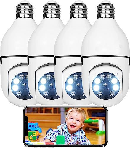 Topiacam 2.4G Wifi Light Bulb Security Camera, 1080P Security Camera Light Bulb Outdoor, Wireless Wifi Security Light Bulb With Camera, Color Night Vision,2-Way Talk,Motion Tracking,Work With Alexa #TOP29