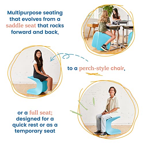 Image of ECR4Kids Wave Seat Perch Stool, 18in - 19.6in Seat Height, Flexible Seating, Cyan
