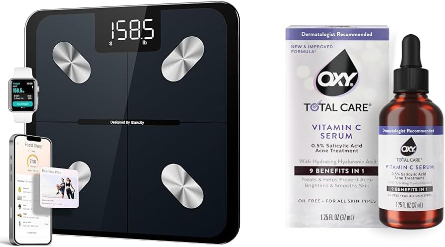 Etekcity Smart Scale Bundle with Oxy Total Care Hydrating Vitamin C Serum for Body Weight, BMI, Body Fat, and Muscle Mass Tracking