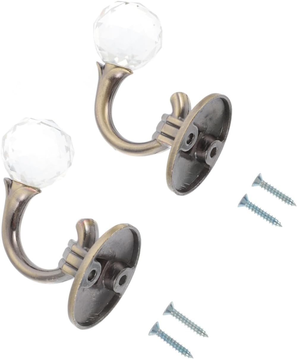 2pcs Creative Crystal Curtain Hooks Zinc Alloy Decorative Accessories for Home Design for Easy Installation Elegant Bronze Finish for Drapes and Curtains