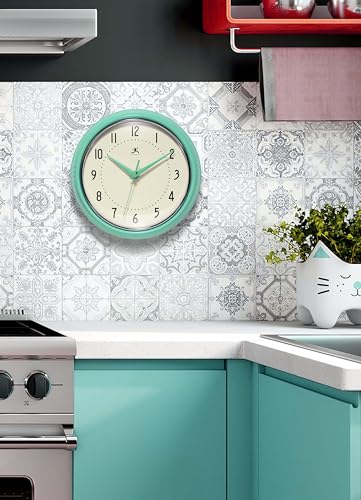 Horloge murale rétro quartz Infinity Instruments menthe 23cm - 7