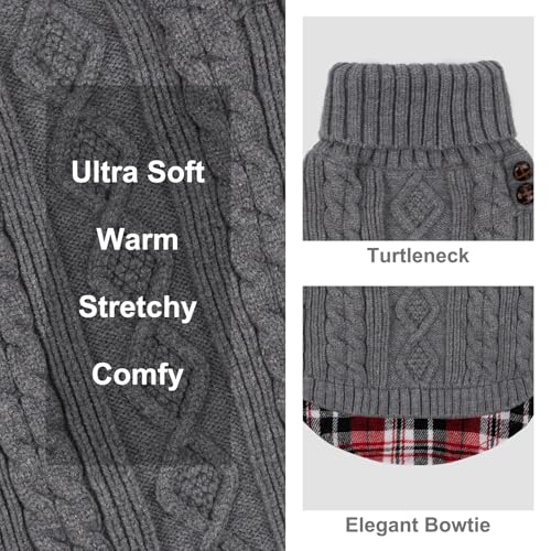 KYEESE Dog Sweater Soft Pullover Dog Sweaters for Small Dogs Male Warm Turtleneck Small Dogs Sweater with Gingham Patchwork Stretchy Knitwear Cat Clothes Comfy Pet Coat for Fall Winter Cold Weather - Image 7