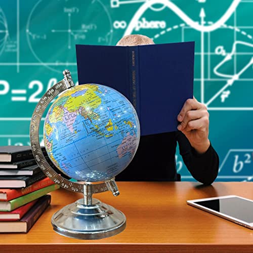 Image of Magicwand【8 inch Inches ht with Magnifier】Political Educational Laminated Rotating World Globe with Metal Base