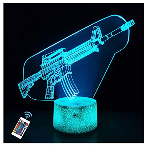 Glorivo Rifle Gun Night Light,16 Colors Remote Control & Smart Touch Dimmable 3D Illusion Bedside Lamp,Bedroom Decoration Birthday Christmas Toy Gift for Kids Boys Girls Friends