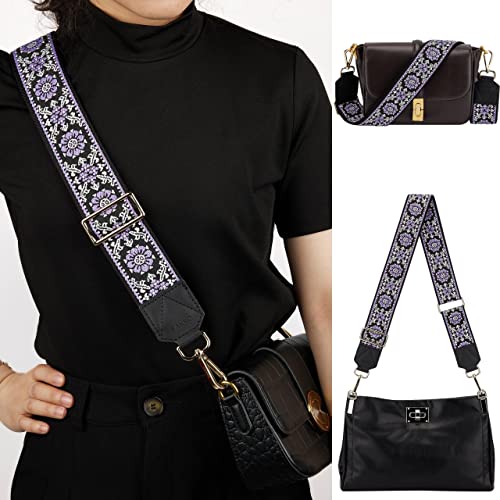 Image of BAKKO Crossbody Strap Top Grain Leather Ends Gold Metal Hardware 2 inch Wide Shoulder Strap Replacement fits Handbags Purses Messenger Duffel Bags Gold Metal Hardware Adjustable Length from 36 inch-57 inch