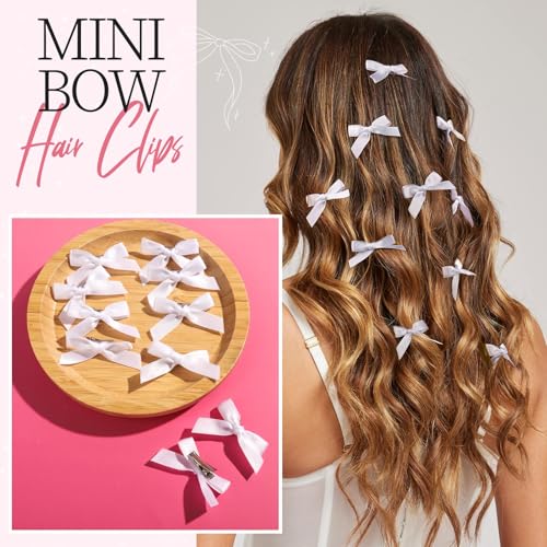 Set de 16 Lazos de Pelo Satín Blancos con Clips y Scrunchies miniatura 6
