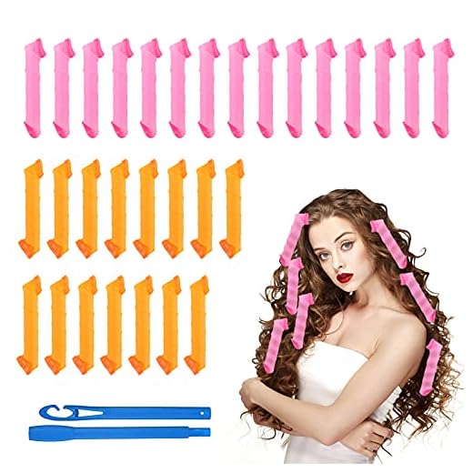 Locktång spiral curls 30 cm, magiska spiral lockar lockar lockar lockar lockar utan värme gör med stylingkrok för kvinnor flickor de flesta frisyrer 30 stycken