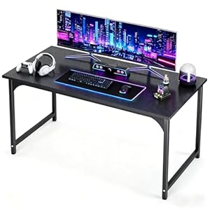 Aevum azn 47inch Computer Desk with Deeper Carbon Fiber Desktop, Gaming Office Desk with Sturdy Metal Frame,Home Office Desk for Gaming, Working, Studying, Black