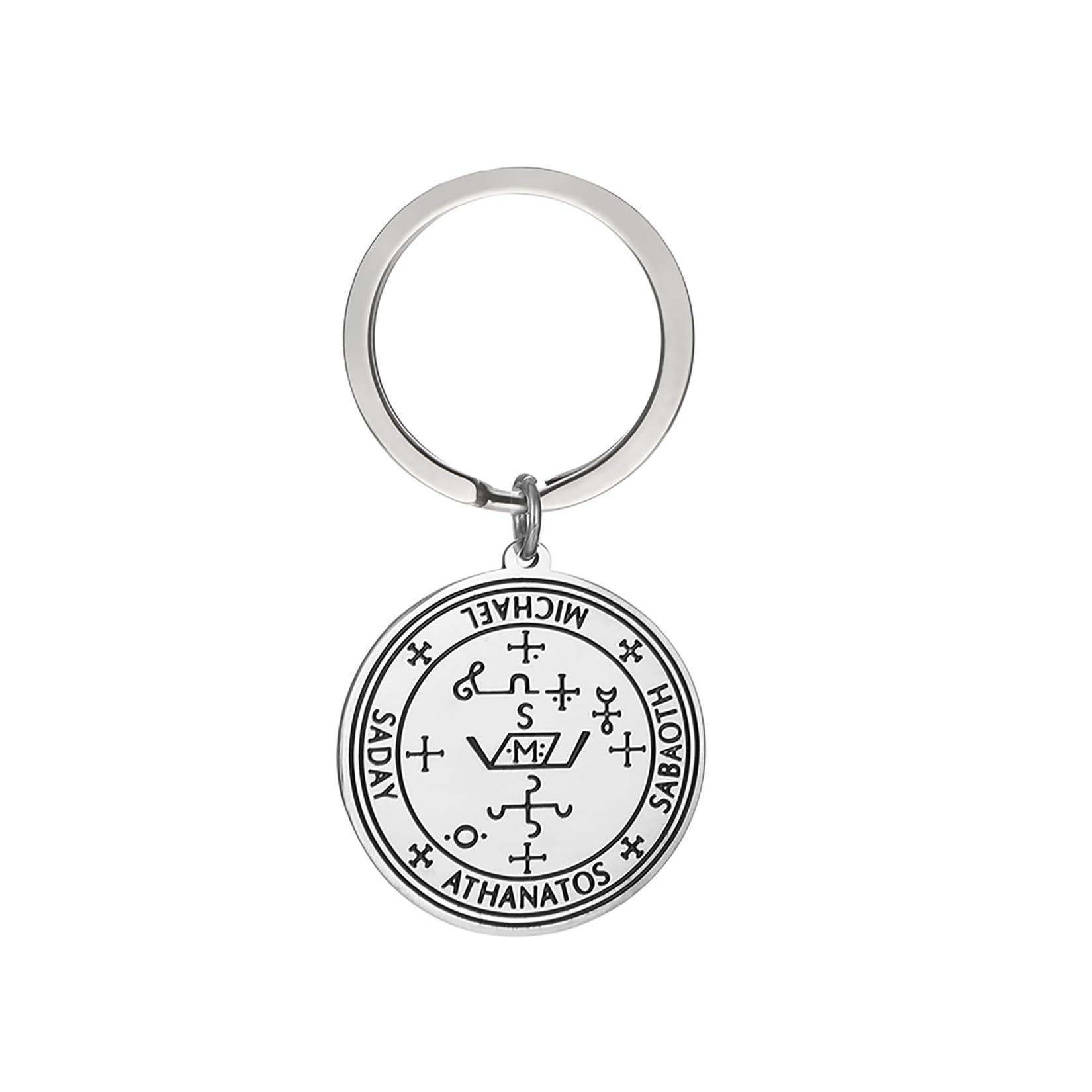 EUEAVANSeal of Archangel Michael Pendant Necklace Keychain for Men Saint St. Michael 7 Archangels Sigil of Archangel Michael