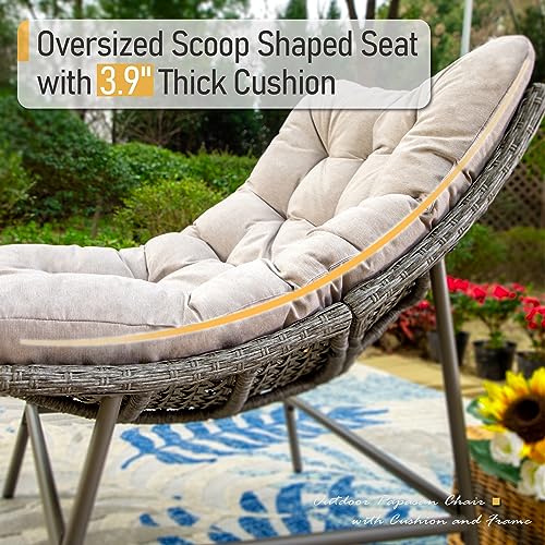 Sophia-William-Outdoor-Papasan-Chairs-with-Cushion-and-Frame-Patio-Rattan-Club-Scoop-Chairs-with-39-Cushions-Oversized-Padded-Lounge-Chairs-Set-of-2-350Ibs-Capacity-Indoor-Outdoor-Use Sophia William Outdoor Papasan Chairs with Cushion and Frame Patio Rattan Club Scoop Chairs with 39 Cushions Oversized Padded Lounge Chairs Set of 2 350Ibs Capacity Indoor Outdoor Use