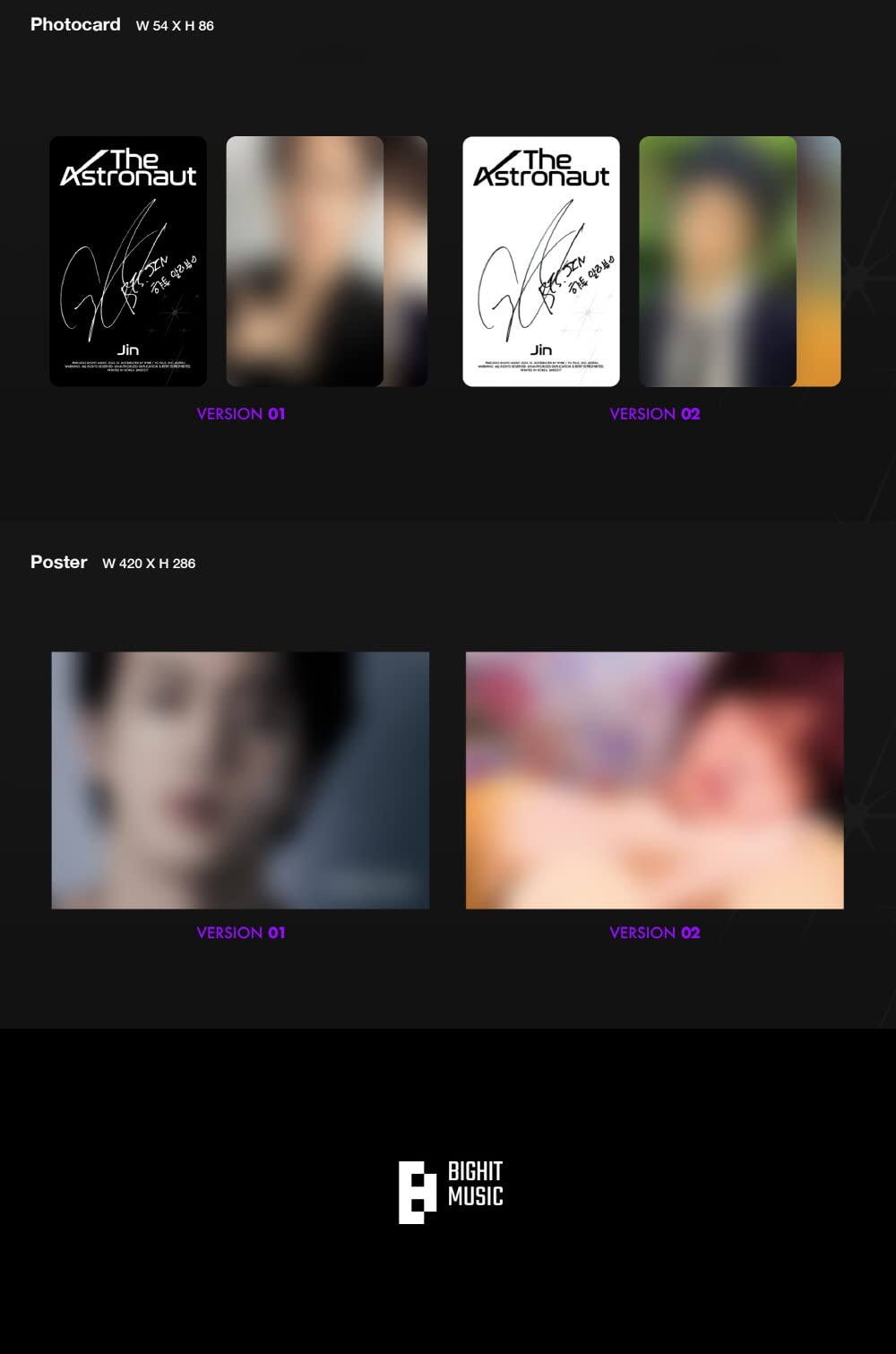 Album BTS JIN THE ASTRONAUT (VER 01 + VER 02 - ZESTAW) + karta podarunkowa BTS Store K-Pop SEALED