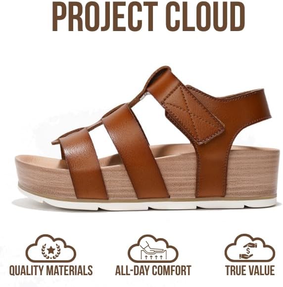 Project Cloud Platform Sandals Women - Comfortable Plush & Soft Insole Ladies Wedges - Non Slip & Lightweight Strap Wedge Sandals for Women 2026 (Phased) - Image 4