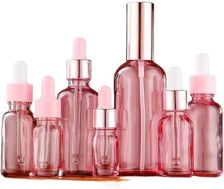 Mini Bottiglie di Profumo da Viaggio, Atomizzatore di Profumo 1pc Bottiglie di Profumo Ricaricabili 5ml-100ml Coperchio Rosa Vetro Rosa Liquido Pipetta Nebulizzazione Bottiglia Spray Ricaricabile (Col