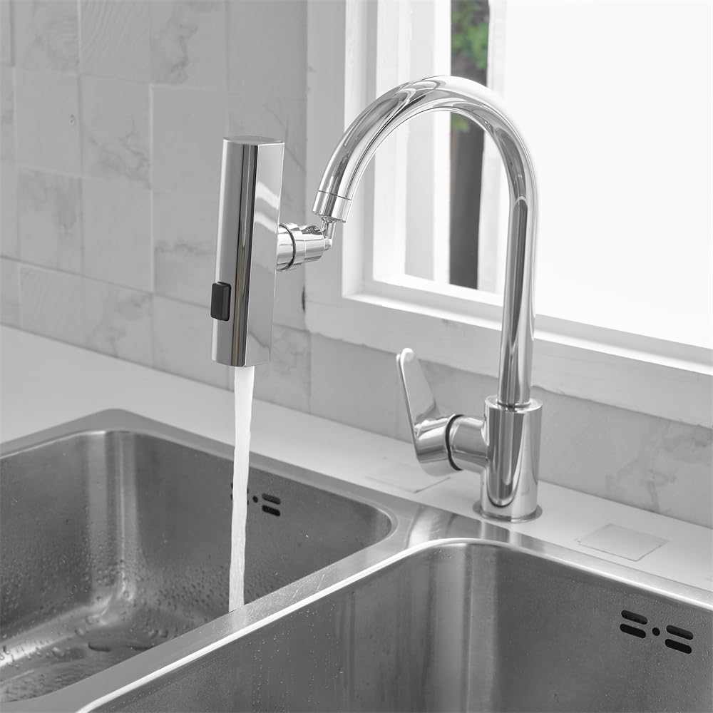 Aeratore per Rubinetto, prolunga per Rubinetto con spruzzatore a Cascata, Accessorio di Ricambio Universale Girevole a 360° per lavello da Cucina, Cromato.