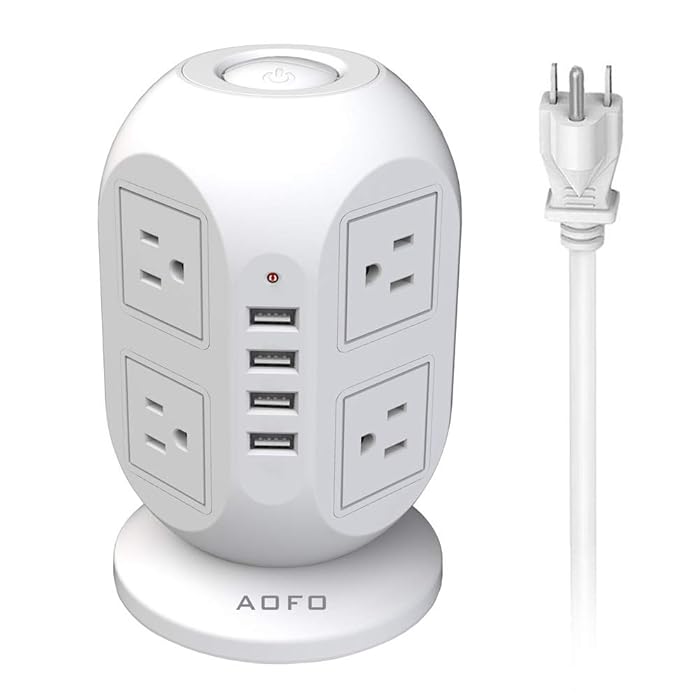Buy Power Strip Tower AOFO Surge Protector 12 AC Outlets with 4 USB