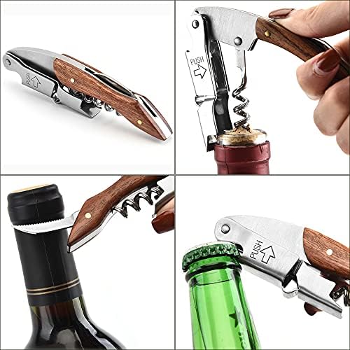 Waiter's Knife 3 in 1 Premium Fish Shape Corkscrew Made of Stainless Steel Premium Maple Wine Opener Natural Wood Handle Silver-Brown for Sommeliers Waiters & Bartenders