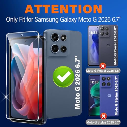Image of firtstnow 3 Pack for Motorola Moto G (2026 /2025) Screen Protector Tempered Glass, Military Grade Shatterproof, 9H Hardness, Fingerprint Unlock, HD Clear Case Friendly 6.7 Inch