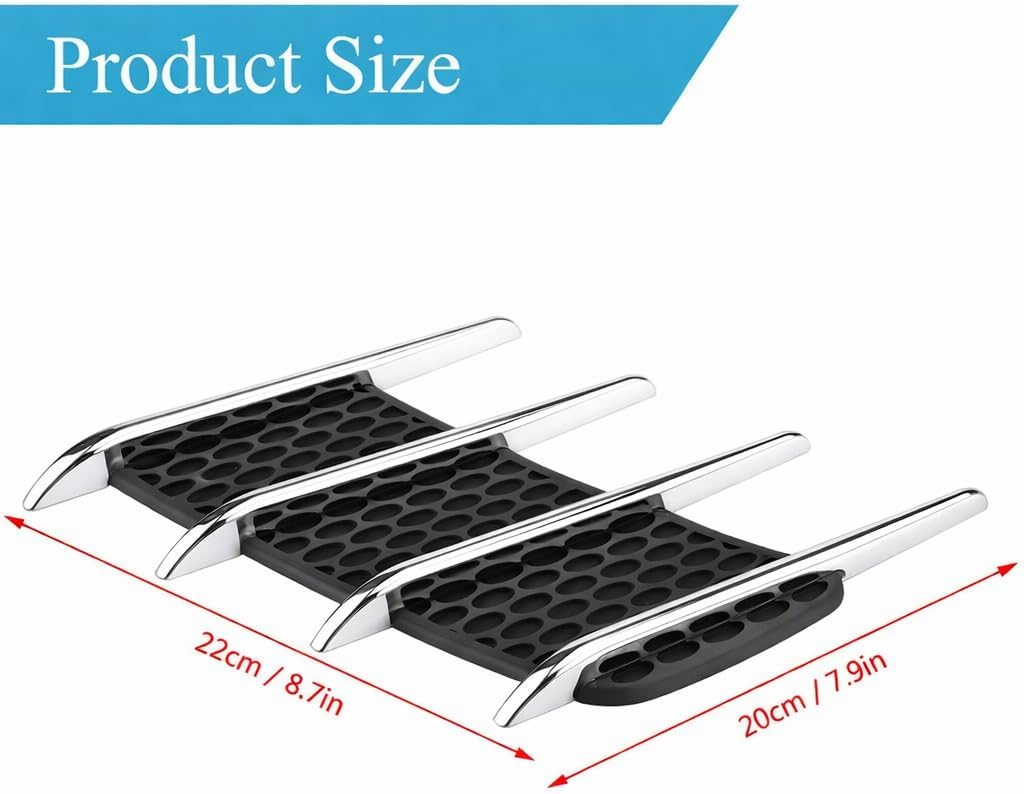 2PCS Hood Vents for Cars, Car Exterior Hood Side Air Intake Flow Vent, Car Hood Scoop Air Vent, Shark Gills Outlet Decorative Trim Sticker Vent Intake Grille Decoration