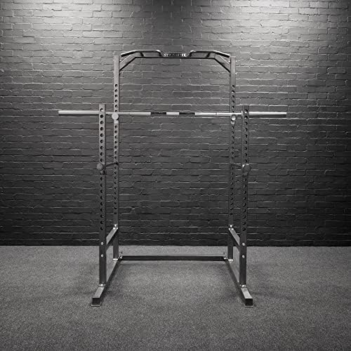 GYM MASTER Heavy Duty Half Power Cage Weight Lifting Squat Rack & Dip Station Tower