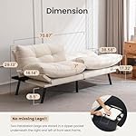 Convertible Futon Sofa Bed, 71" Comfy Loveseat Sleeper Sofa, 7" Thicken Cushion, Comfy Velvet Twin Size Futon Couch Bed for Small Space Bedroom Dorm Office - Image 3