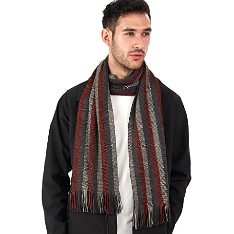 LOVARZI Orange Rust Striped Men's Scarf Cover