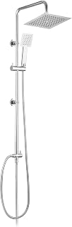 Ibergrif M20707 Shower Column System Without Tap, Shower Set Included Rainfall Shower Head, Handheld Shower, Hoses, Diverter, Shower Rod, Mounting Accessories, Shower Riser Rail for Bathroom