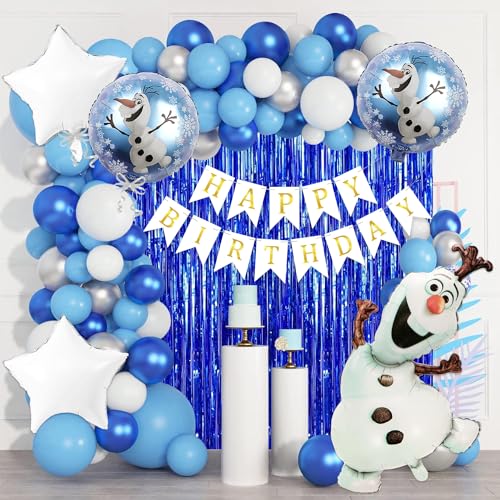 Image of Rozi Decoration Olaf Theme Birthday Decoration Items Set of 47 Pcs Cartoon Birthday Theme Decoration for Girls | Cartoon Olaf Birthday Decoration for Boys | Olaf Balloons Decoration