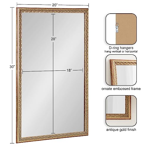 Kate And Laurel 225641 Johann Traditional Rectangular Ornate Wall Mirror thumb #1