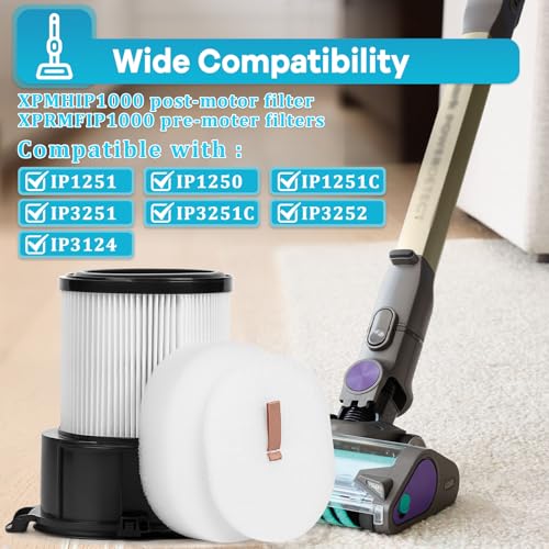Image of IP3251 Vacuum Replacement Filters for Shark PowerDetect Cordless Upright Cleaner IP3251, IP3253, IP1251, 1 HEPA Filter and 2 Foam & Felt Filters