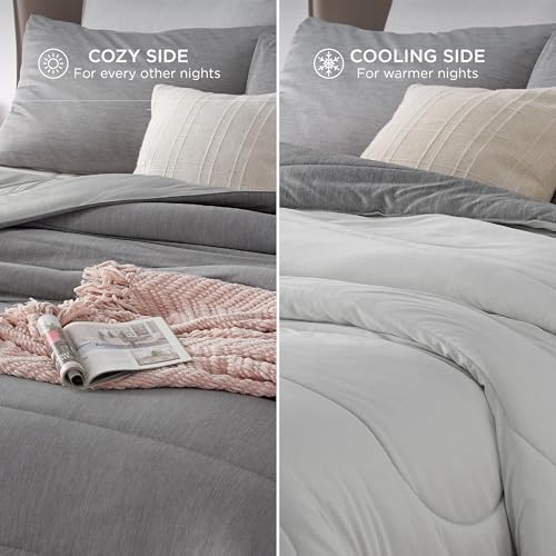 Image of Bedsure California King Comforter Set - Heather Gray Soft Bedding for All Seasons, 3 Pieces, 1 California King Size Comforter and 2 Pillow Shams