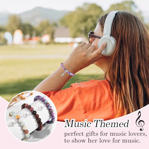 Music Themed Gifts for Women Music Lovers, Music Notes Bracelet for Music Teacher/Band/Musicians/Student Birthday Christmas Thanksgiving Teachers Day Retirement Gift2