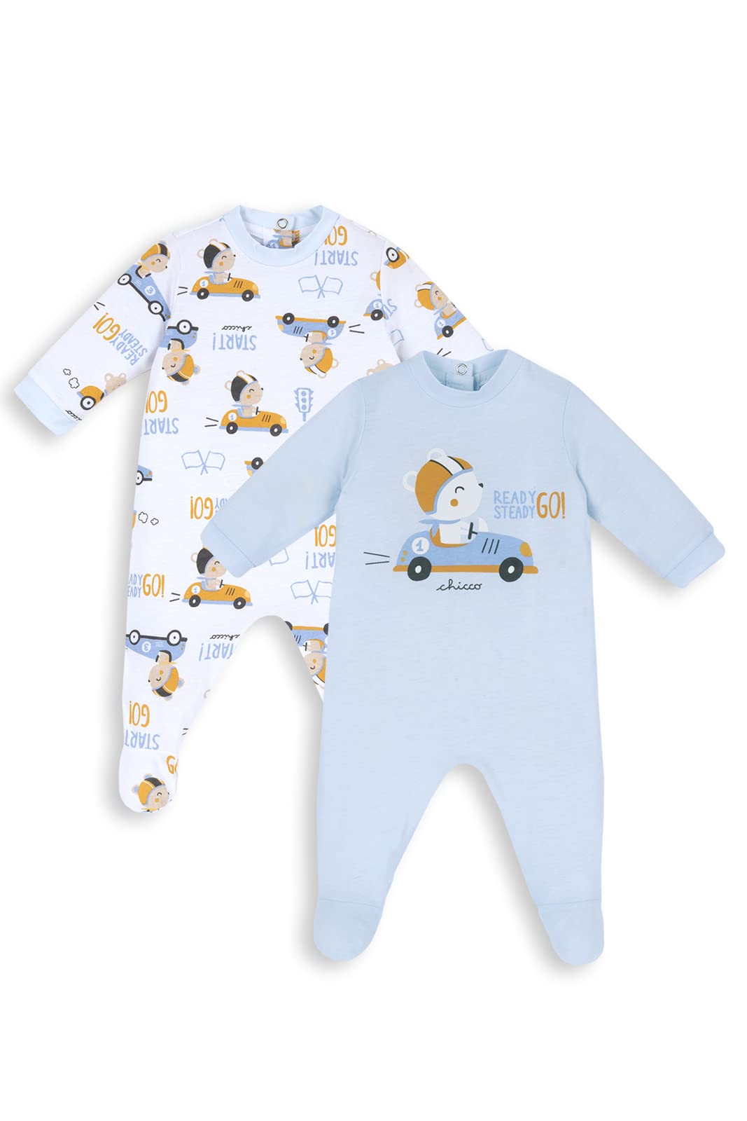 Chicco Pack Peleles de Algodòn con Pies Cubiertos, Bebé - Unisex