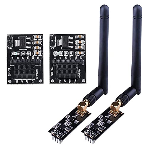 Lanko Lot de 2 modules émetteurs-récepteurs RF NRF24L01+PA+LNA avec antenne SMA 2,4 GHz 1100 m + module sans NRF24L01 pour