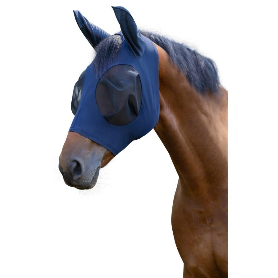 Coco Equestrian Fine Mesh Horse Fly Mask with Ears (Blue, Cob)