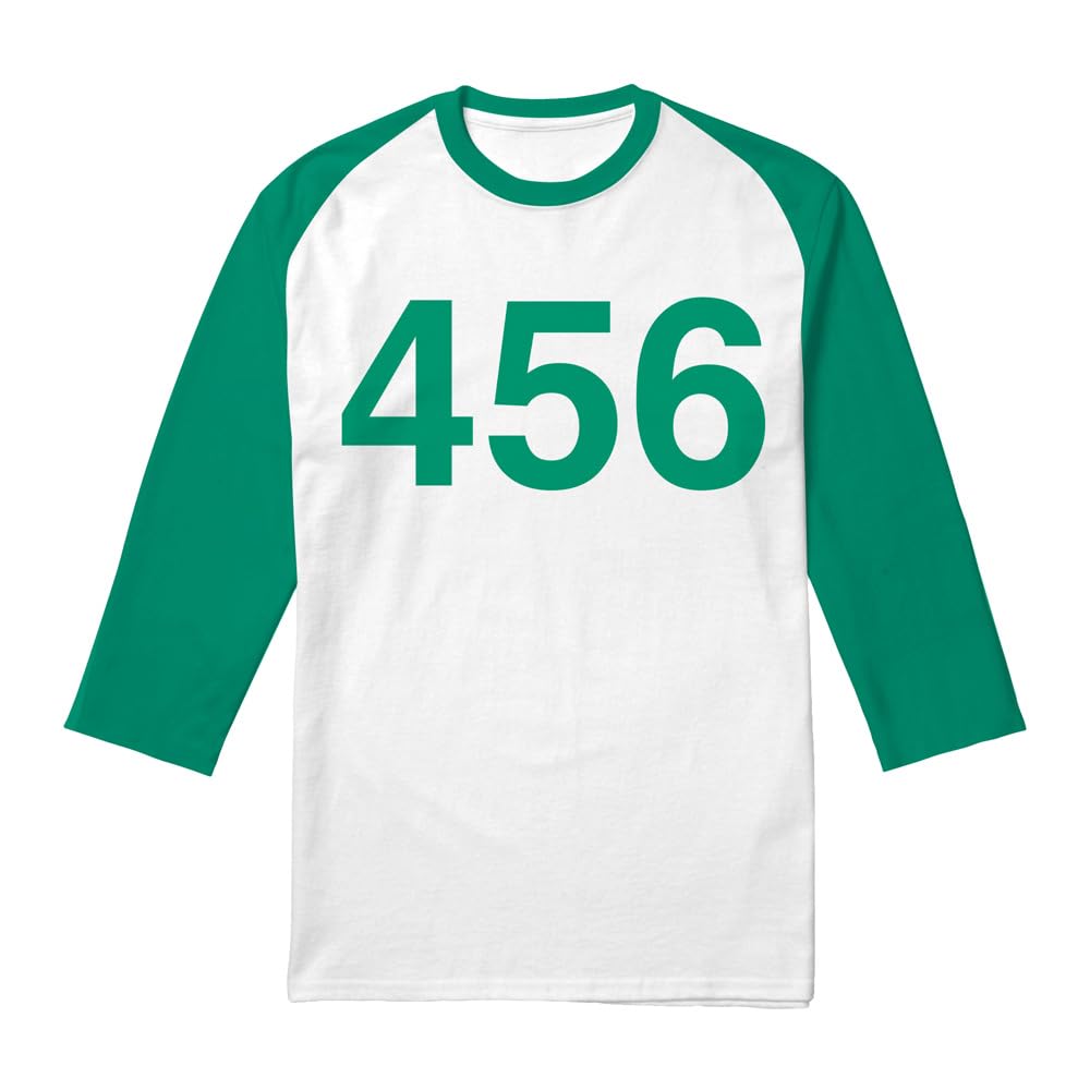 Squid Game Men's  Player 456 3 4 Baseball T-Shirt White in Size M, Sports Direct