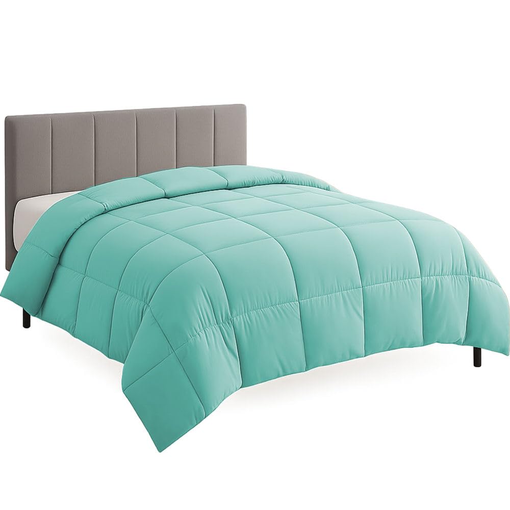 Oversized King Plus Size Comforter Set - All Season Down Alternative Bedding Comforter Set - Quilted Duvet Insert with Corner Tabs - Box Stitched Blanket - Breathable, Soft - Aqua