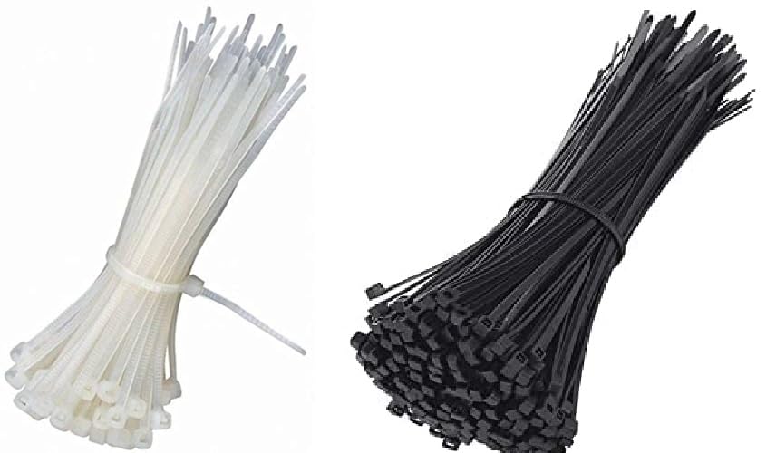 NBR White and Black Cable Ties 450mm x 4.8mm - 17.7" Extra Long Tie Wraps - Nylon Zip Ties (50+50 Combo)-image-35