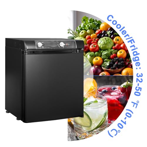 Techomey HSG-40B1U(A)-FBA-1 1.4 Cu.Ft Propane Refrigerator Off Grid, Camper Fridge, 12 V/110V/Lpg Compact Rv Refrigerator, 3 Way Gas Refrigerators thumb #2