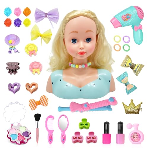 Schminkpuppe frisierkopf kinder friseur set: schminkkopf für mädchen mit puppenkopf und friseur zubehör set