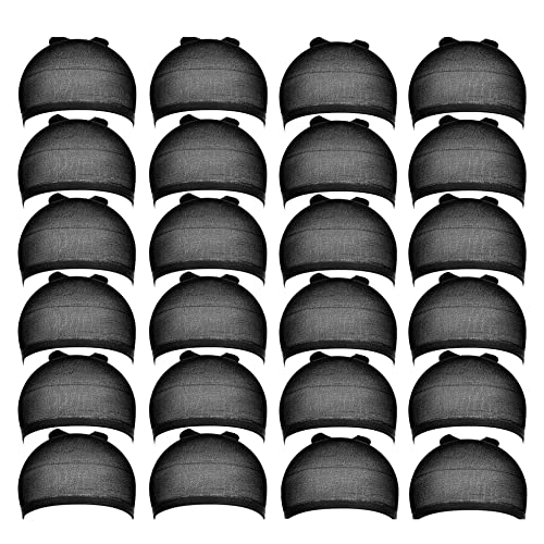 Stocking Wig Caps, DEPHNARSA 24pcs Stretchy Nylon Wig Caps Stocking Caps For Wigs Wig Caps For Women Man (Black)