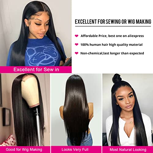 Straight Bundles Human Hair 22 24 26 Inch 9A Grade Straight Human Hair Bundles 100% Unprocessed Brazilian Virgin Remy Hair Straight Human Hair Bundles Hair Extensions Natural Color #TOP5