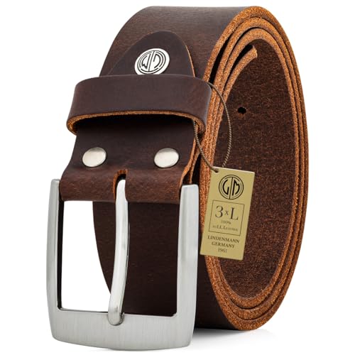 LINDENMANN riem heren buffelleer 40mm bruin, donkerbruin, Bundweite 100 cm Gesamtlänge 115 cm W 39.4 XL