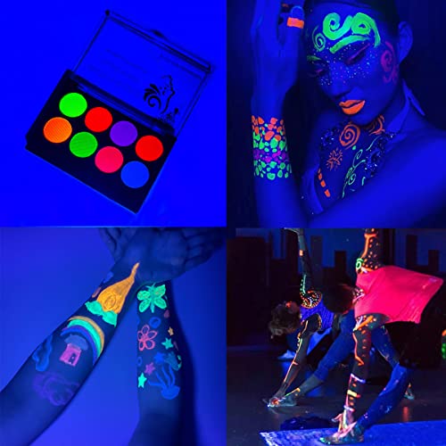 UV Blacklight Reactive Face and Body Paint,Neon Makeup Kit Glow under