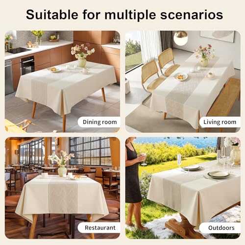 Linen Tablecloths for Rectangle Tables,6 FT Table Cloth Advanced Waterproofing Technology for Dinningroom,Farmhouse