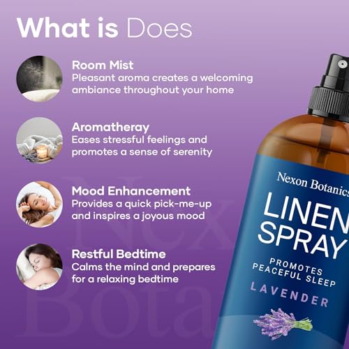 Lavender Linen Spray 8 fl oz - Refreshing Fabric Refresher & Pillow Spray for Bedding, Bed Sheets & Room - Soothing Room Mist - Nexon Botanics - Image 5